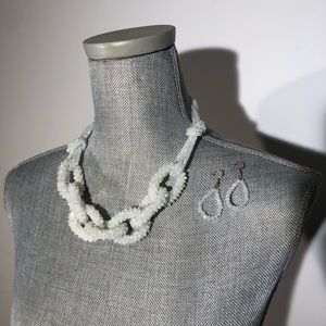 NWT Crystal White Dazzle necklace , earring set